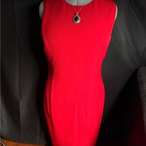 Isaac Mizrahi Vibrant Red Midi Dress - fully lined